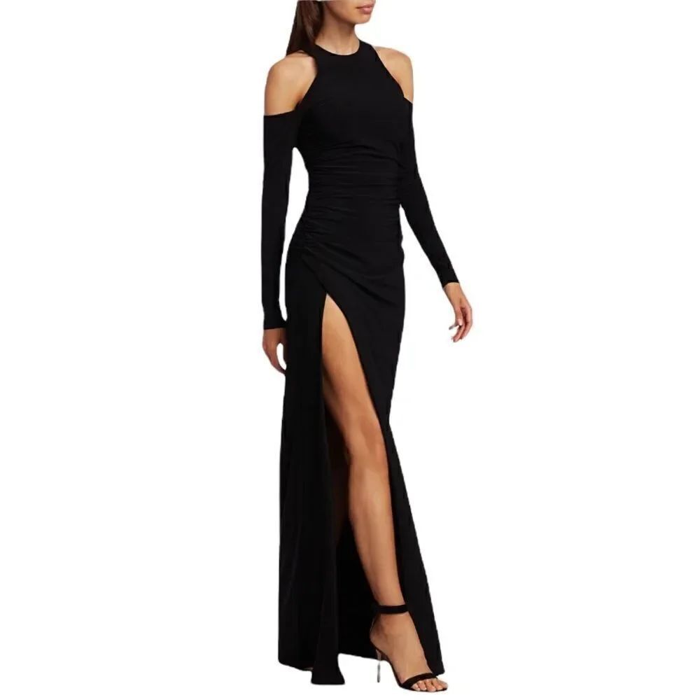 Cinq a Sept Black Rosalina Cold Shoulder Gown 0 NWT - Picture 5 of 6